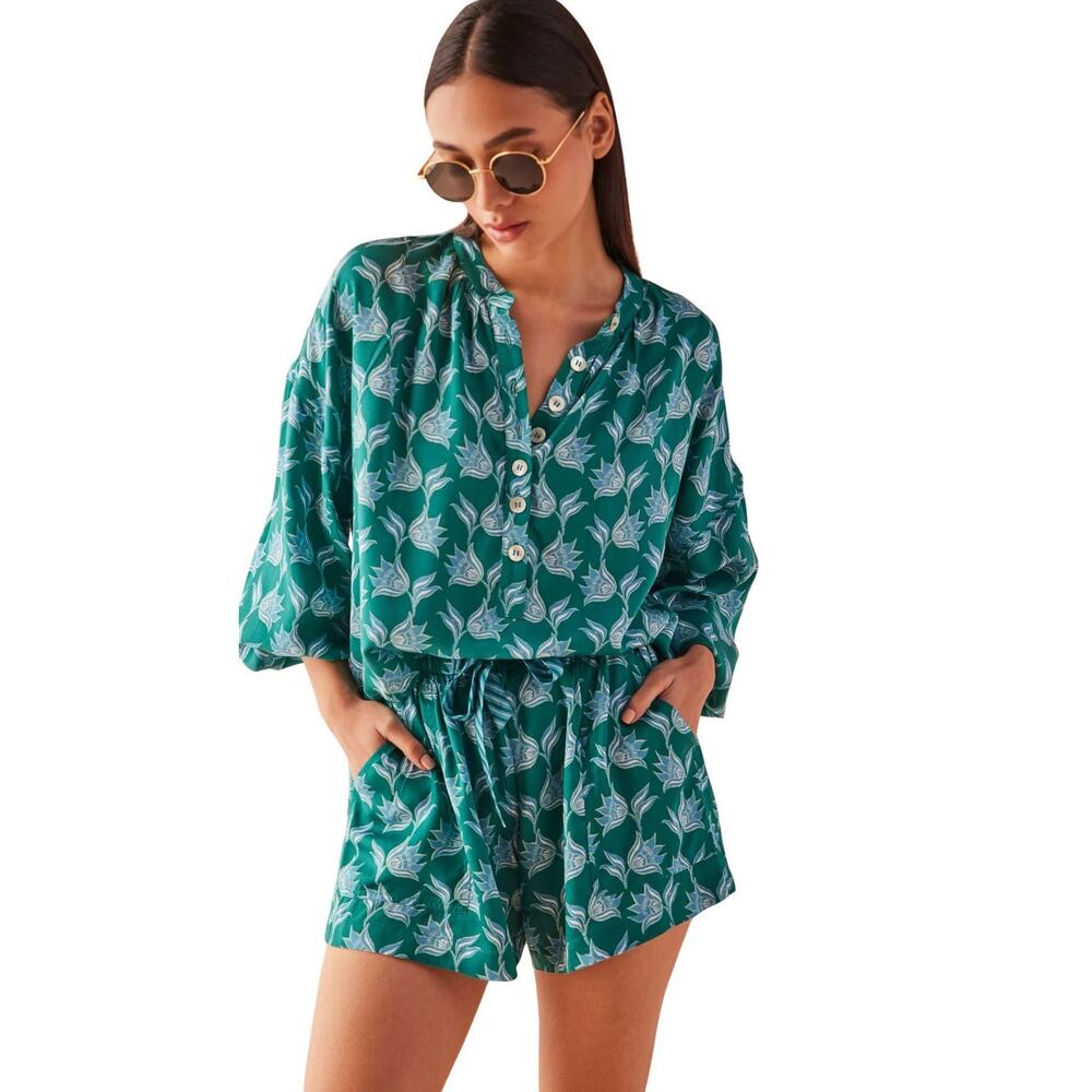 Omika Kai Blouse - Nicobar Mantis